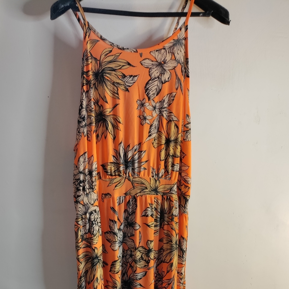 Orange Hawaiian Maxi Dress